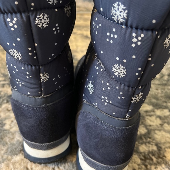 BUFFIE - Snowflake Snow Boots moon boots navy blue faux fur lining zipper 11 NEW - Picture 4 of 9